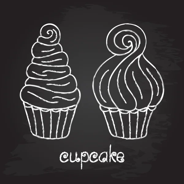 Cupcake. Conception de craie. Illustration vectorielle, e p s 1 0 . — Image vectorielle