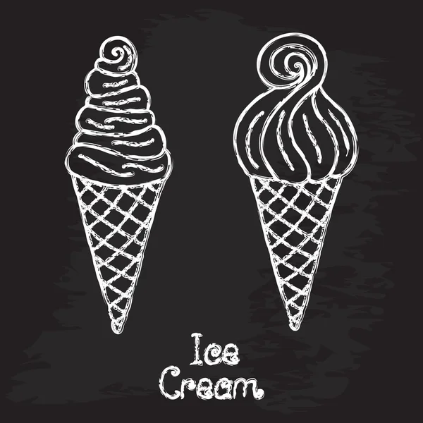 Ice Cream Cone. Conception de craie. Illustration vectorielle, e p s 1 0 . — Image vectorielle