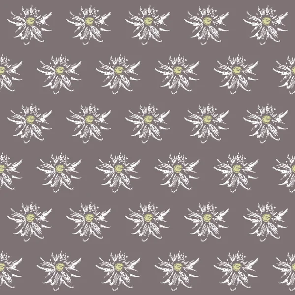 Chamomile seamless pattern vector, light brown background. Daisies. Can be used for desktop wallpaper, web page backgrounds, textile. — Stock Vector