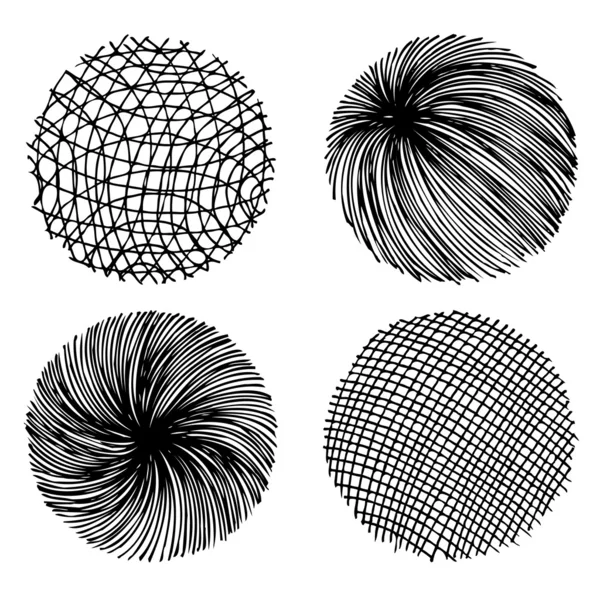 Hatching. Vector set, circles halftone. Can be used as a brush. — Stock Vector