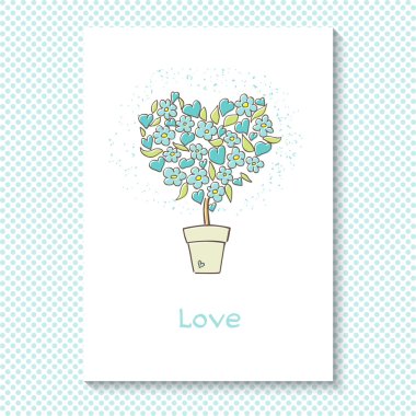 Sevgililer günü kartı. Bir çömlek ve 