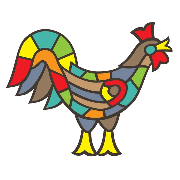 Bright Cockerel in the style of stained glass. Vector illustration. — Stock Vector