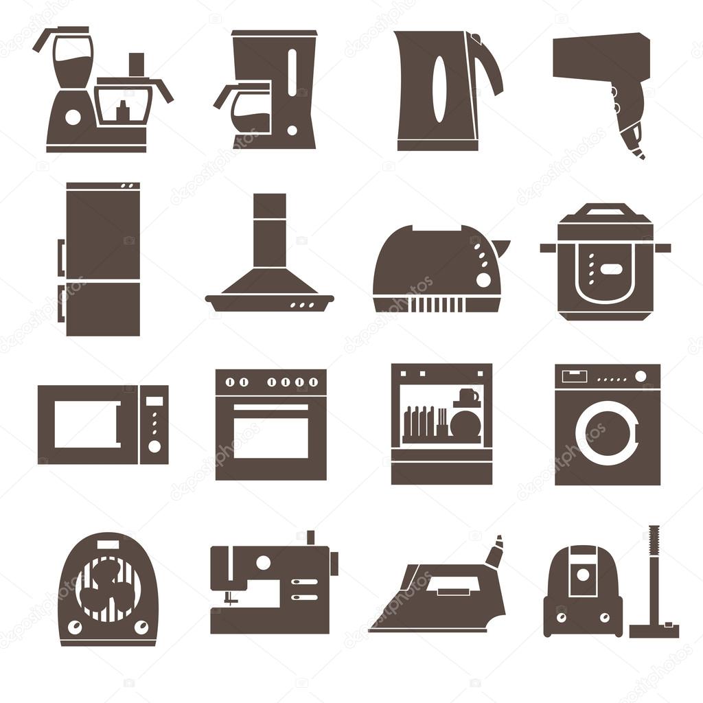 Home appliances, electronics icons. Vector set.