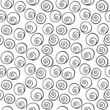 Siyah daire, sarmal, kabarcıklar, sorunsuz duvar kağıdı arka plan desen tasarımı. Soyut vektör.