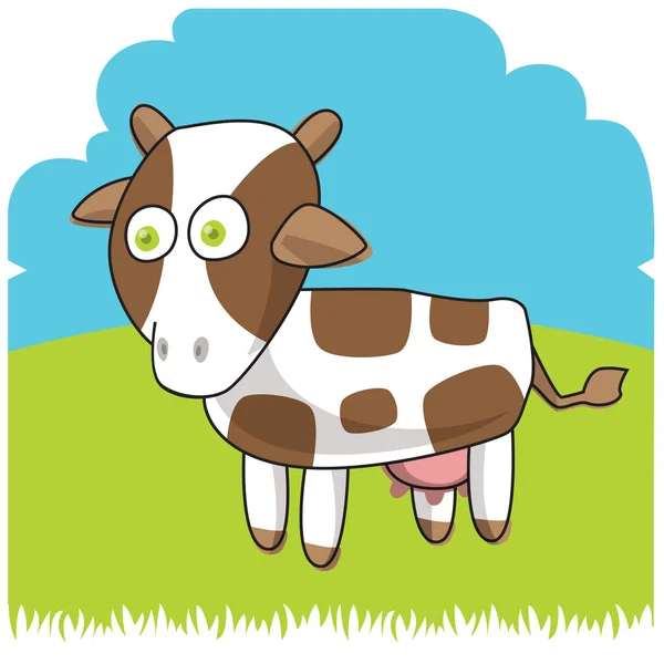 Funny farm. Cartoon cow. Vector illustration. — Stock Vector