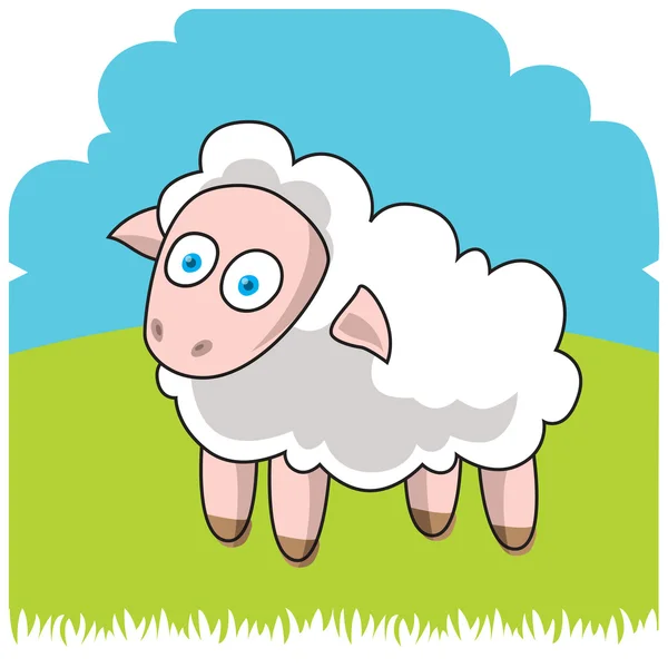 Funny farm. Cartoon lamb, sheep. Vector illustration. — Stock Vector