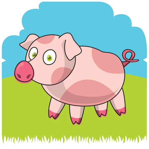 Funny farm. Cartoon pig. Vector illustration — Stock Vector