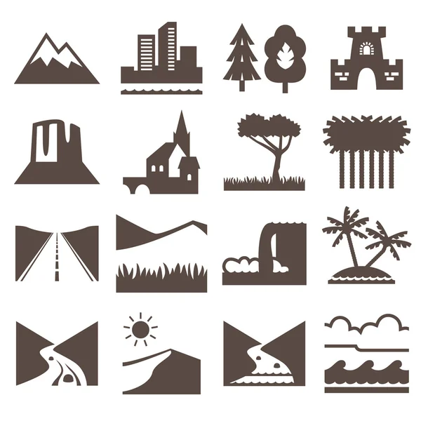 Terrain, ensemble d'icône de localité . — Image vectorielle