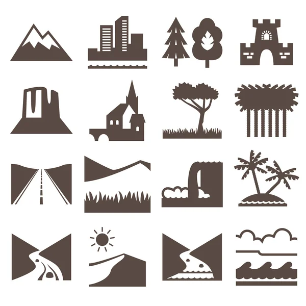 Arazi, yer Icon set.