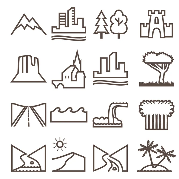 Terrain, locality linear icon set. — Stock Vector