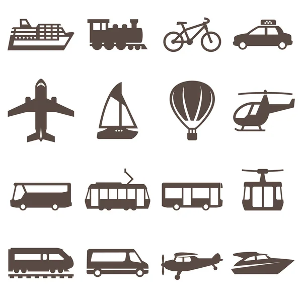 Conjunto de iconos de transporte. Silueta . — Archivo Imágenes Vectoriales