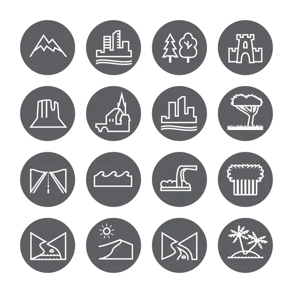 Arazi, yer doğrusal Icon set.