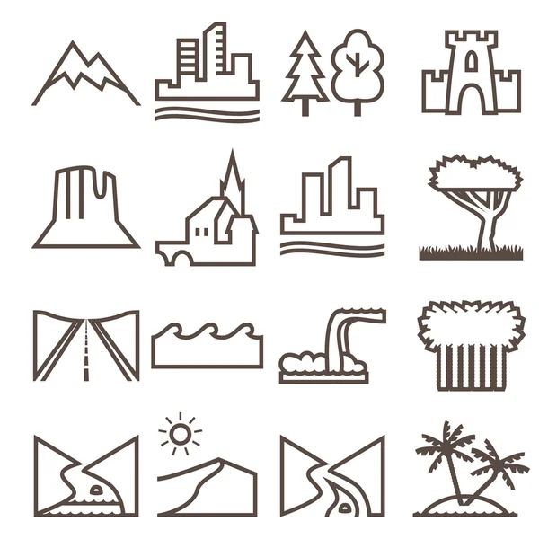Terrain, locality linear icon set. Royalty Free Stock Vectors