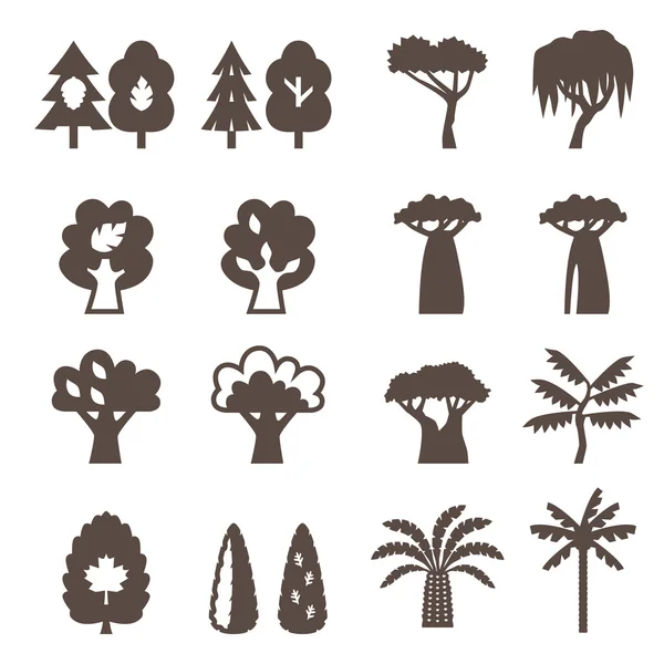 Trees icon set. Silhouette. Royalty Free Stock Illustrations