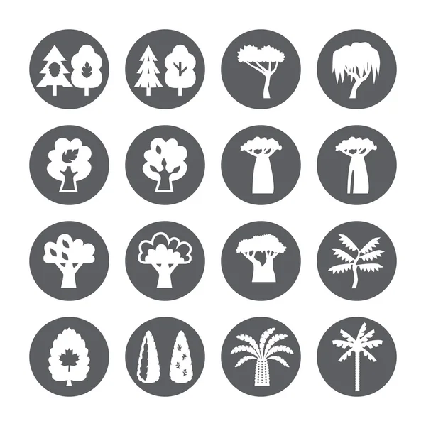 Trees icon set. Silhouette. Vector Graphics