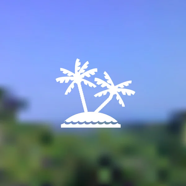팜 나무 섬, 배경 흐리게입니다. 레크리에이션 및 휴식 — 스톡 벡터