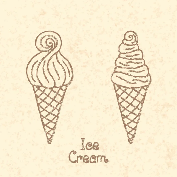 Ice Cream Cone. Du papier vintage. Illustration vectorielle . — Image vectorielle