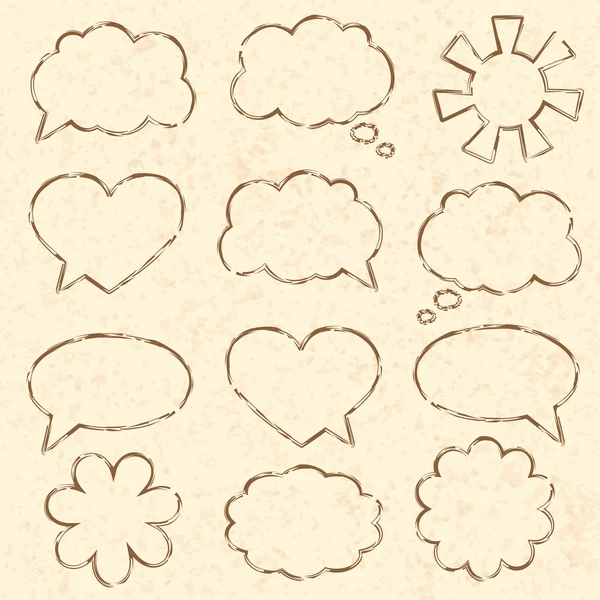 Set of speech bubbles. Vintage paper, vector illustration — Stock Vector