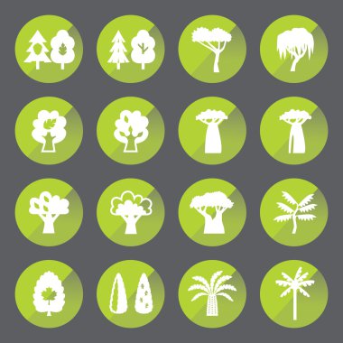 Ağaçlar Icon set daire içine alın. Siluet. e p s 1 0