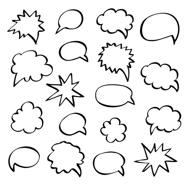 Speech bubble hand drawn outline, vector set. — Stock Vector