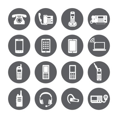 İletişim simgesi, telefon işaretleri, daire.