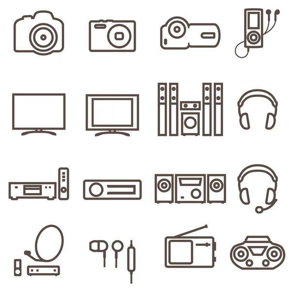Линейная иконка оборудования для аудио и видео — стоковый вектор