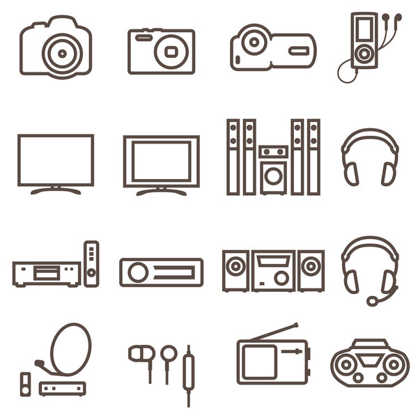 Линейная иконка оборудования для аудио и видео
