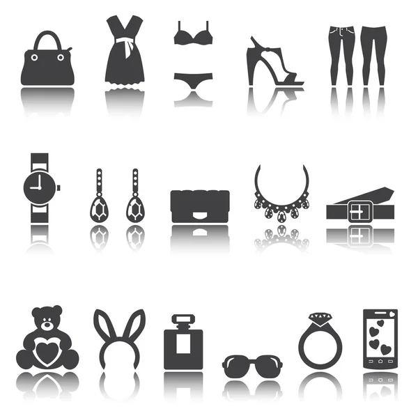 Mode Frauen Accessoires Ikone. Schattenreflexion. e p s 1 0 — Stockvektor