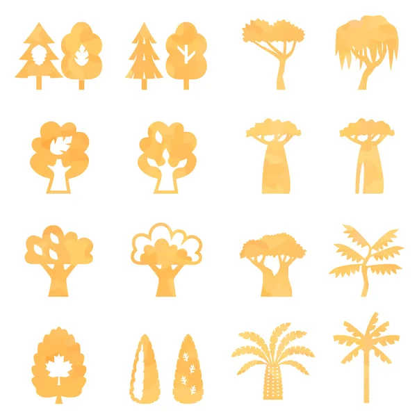 Bomen pictogramserie. Silhouet. — Stockvector