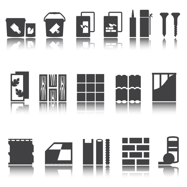 Icônes de réparation. jeu de vecteurs. matériaux de construction. Reflet d'ombre. e p s 1 0 — Image vectorielle