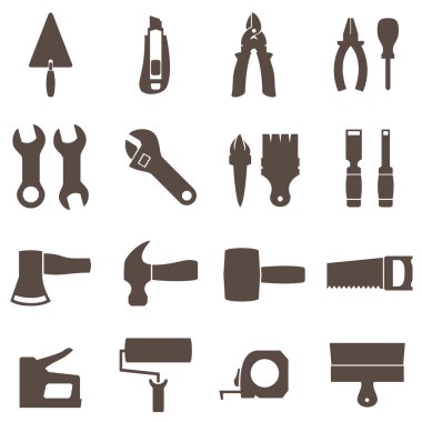 İnşaat el aletleri. Simgeler onarın. Vektör set.