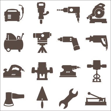 İnşaat araçları. Simgeler onarın. Vektör set.