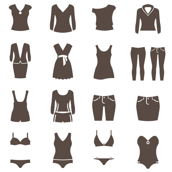 Clothes icons. Vector signs. women's Clothing set — Stock Vector