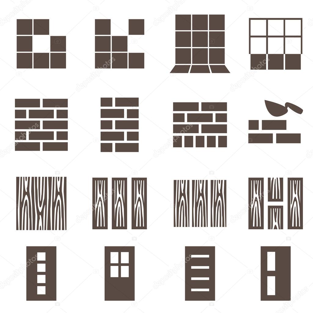 Repair icons. vector signs. set of construction materials.