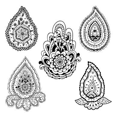 El desenli öğeleri koleksiyonu çekilmiş. Vektör çizim.