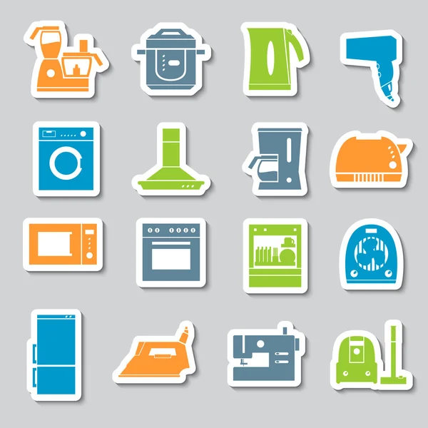 Home appliances, electronics icons. Vector set stickers. — Stock Vector