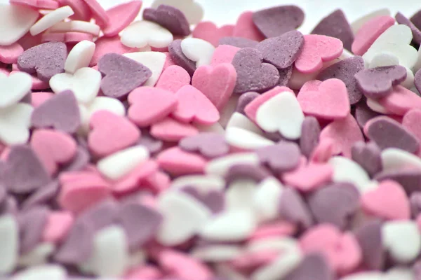 Delicious Ροζ Ημέρα Του Αγίου Βαλεντίνου Καρδιές Ζάχαρη Και Στολίδια — Φωτογραφία Αρχείου