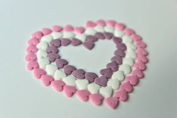 Delicious Pink Valentine Day Sugar Hearts Ornaments Pink Purple White — стоковое фото