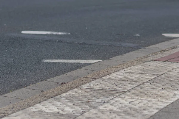 Gefahr Straßenverkehr Für Blinde Und Behinderte Wird Durch Bodenleitsysteme Für — Stockfoto