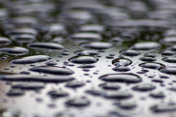 Beautiful Raindrops Wet Surface Car Metallic Shiny Bubbles Zen Meditation — Zdjęcie stockowe