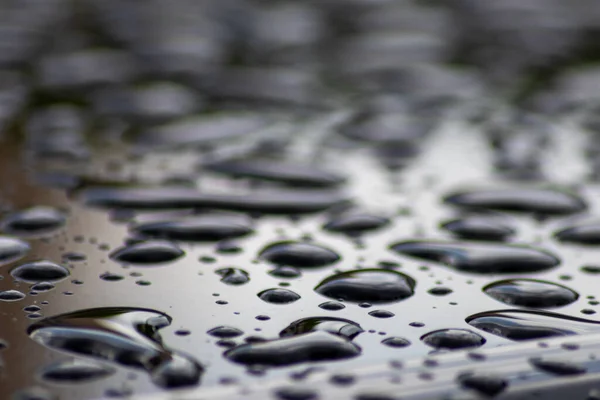 Beautiful Raindrops Wet Surface Car Metallic Shiny Bubbles Zen Meditation — Zdjęcie stockowe