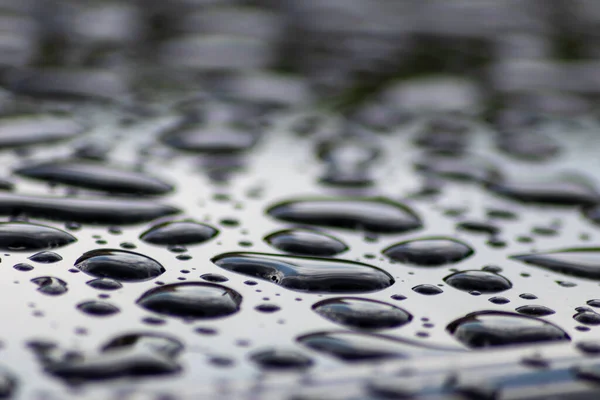 Beautiful Raindrops Wet Surface Car Metallic Shiny Bubbles Zen Meditation — Zdjęcie stockowe