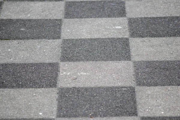 Chessboard Pattern Waiting Area Sidewalk Pavement Shows Black White Checkerboard — 图库照片