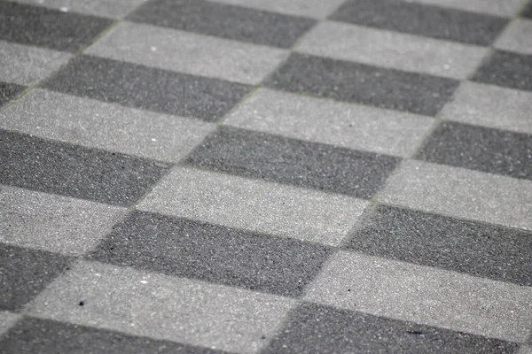 Chessboard Pattern Waiting Area Sidewalk Pavement Shows Black White Checkerboard — 图库照片