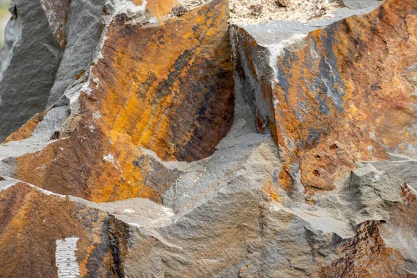 Roca Cruda Naranja Con Minerales Metales Como Fondo Piedras Naturales —  Fotos de Stock