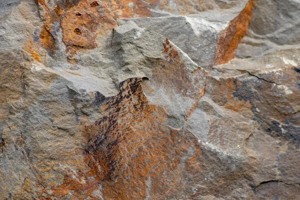 Turuncu Renkte Çiğ Kaya Mineraller Metaller Doğal Taşlardır Arka Planda — Stok fotoğraf