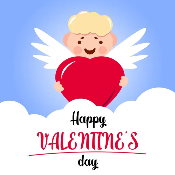 Funny little cupid aiming at someone. Illustration of a Valentines Day. Vector. — Stock Vector