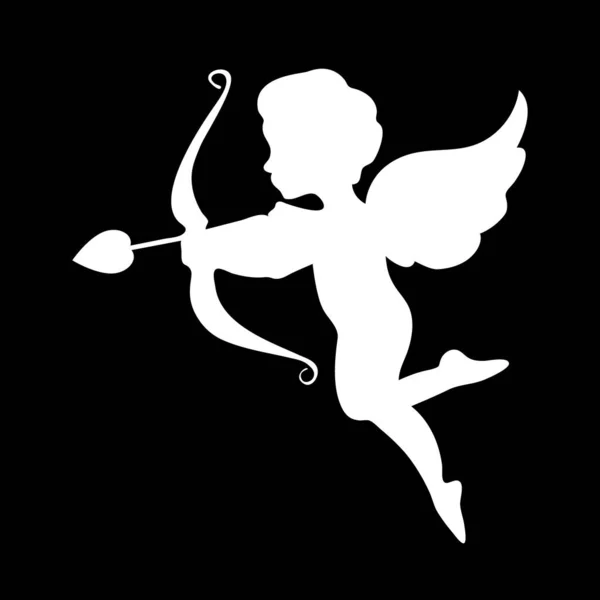 Cupid Love Silhouette Ancient Mythology Fantasy Vector Illustration — Stock Vector