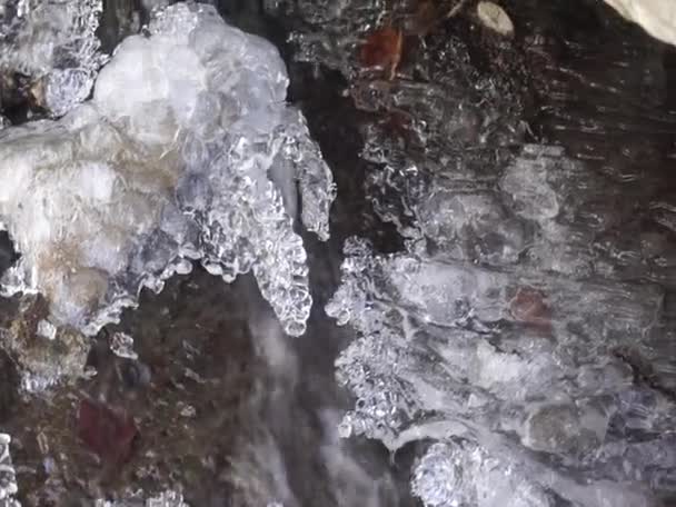 北コーカサスの素晴らしい自然世界 Adygea共和国 Khamyshkiの村の地域 クタンカ川の凍る滝 — ストック動画