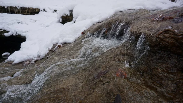 Amazing natural world in the North Caucasus. Republic of Adygea. Frozen waterfalls